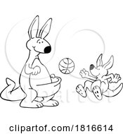 Poster, Art Print Of Cartoon Kangaroos Playing Basketball Licensed Clipart