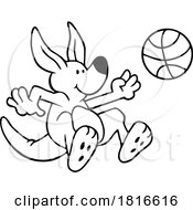 Poster, Art Print Of Cartoon Kangaroo Playing Basketball Licensed Clipart