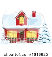 House Decorated For Christmas Clipart