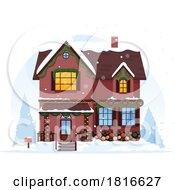 House Decorated For Christmas Clipart