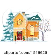 House Decorated For Christmas Clipart