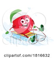 Sledding Christmas Berry Mascot Clipart