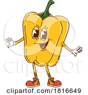 Retro Cartoon Yellow Bell Pepper Mascot Clipart