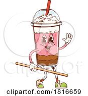 Retro Cartoon Strawberry Chocolate Milkshake Mascot Clipart