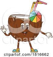 Retro Cartoon Coconut Juice Mascot Clipart