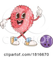 Retro Cartoon Bowling Lychee Mascot Clipart