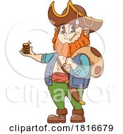 Retro Cartoon Pirate With Gold Coins Clipart