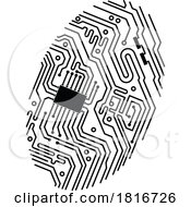 Chip In A Digital Fingerprint Mascot Clipart