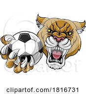 Poster, Art Print Of Cougar Panther Mountain Lion Puma Soccer Mascot