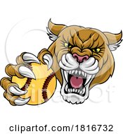 Poster, Art Print Of Cougar Panther Mountain Lion Puma Softball Mascot