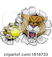 Poster, Art Print Of Cougar Panther Mountain Lion Puma Tennis Mascot