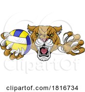 Poster, Art Print Of Cougar Panther Lion Puma Cat Volleyball Mascot