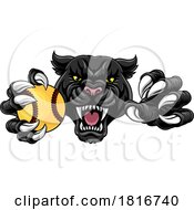 Poster, Art Print Of Black Panther Leopard Jaguar Cat Softball Mascot