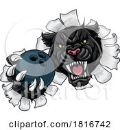 Poster, Art Print Of Black Panther Leopard Jaguar Cat Bowling Mascot