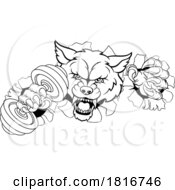 Poster, Art Print Of Wolf Werewolf Weight Lifting Dumbbell Gym Mascot