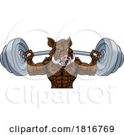 Poster, Art Print Of Boar Razorback Hog Weight Lifting Gym Mascot