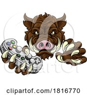 Poster, Art Print Of Boar Wild Hog Razorback Warthog Pig Gaming Mascot