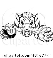 Poster, Art Print Of Boar Wild Hog Razorback Warthog Pig Pool Mascot