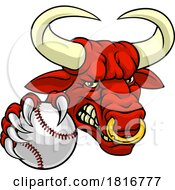 Bull Minotaur Longhorn Cow Baseball Mascot Cartoon