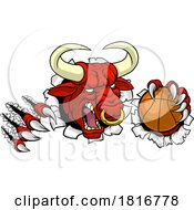 Poster, Art Print Of Bull Minotaur Longhorn Cow Basketball Mascot