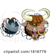 Bull Minotaur Longhorn Cow Bowling Mascot Cartoon