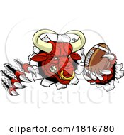 Bull Minotaur Longhorn Cow Football Mascot Cartoon