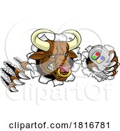 Bull Minotaur Longhorn Cow Gamer Mascot Cartoon