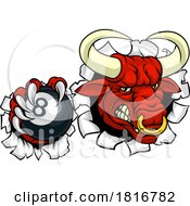 Bull Minotaur Longhorn Cow Pool Mascot Cartoon