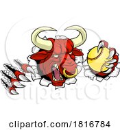 Bull Minotaur Longhorn Cow Softball Mascot Cartoon