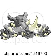 Rhino Rhinoceros Mean Angry Cartoon Sports Mascot