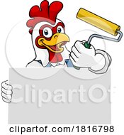 Poster, Art Print Of Rooster Painter Decorator Paint Roller Mascot