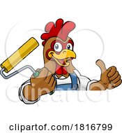 Poster, Art Print Of Chicken Painter Decorator Paint Roller Mascot