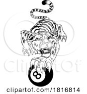 Tiger Angry Pool 8 Ball Billiards Mascot Cartoon