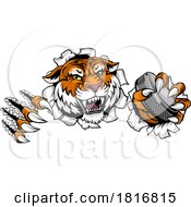 Poster, Art Print Of Tiger Ice Hockey Team Sports Cartoon Mascot