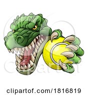 Poster, Art Print Of Crocodile Dinosaur Alligator Tennis Sports Mascot