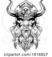 Viking Warrior Man Strong Mascot Face In Helmet