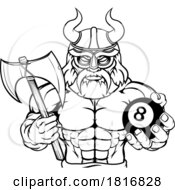 Viking Pool 8 Ball Billiards Mascot Cartoon