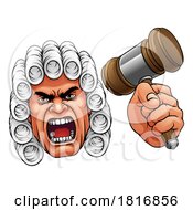 Angry Judge Hammer Gavel Cartoon Character by AtStockIllustration