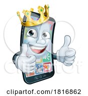 Poster, Art Print Of Mobile Phone King Crown Thumbs Up Cartoon Mascot