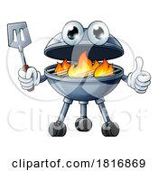 Barbecue Cartoon Mascot Charcoal BBQ Person