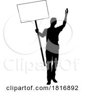 Poster, Art Print Of Protest Rally March Picket Sign Silhouette Person