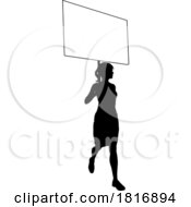 Poster, Art Print Of Protest Rally March Picket Sign Silhouette Person