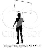 Poster, Art Print Of Protest Rally March Picket Sign Silhouette Person