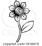 Flower Vintage Woodcut Retro Tattoo Design Style