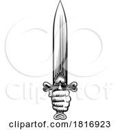 Sword Medieval Weapon Vintage Woodcut Tattoo Style