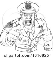 Poster, Art Print Of Policeman Angry Police Man Cartoon Character Cop