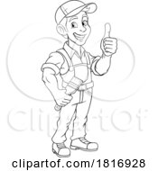 Poster, Art Print Of Painter Decorator Paint Brush Cartoon Handy Man