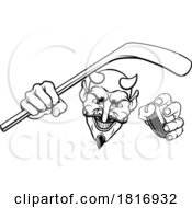 Devil Satan Ice Hockey Sports Mascot Cartoon by AtStockIllustration