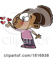 Cartoon Sweet Girl Blowing A Kiss Licensed Clipart