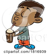 Cartoon Boy Enjoying A Milkshake Licensed Clipart